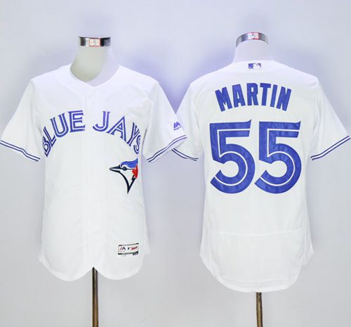 Blue Jays #55 Russell Martin White Flexbase Authentic Collection Stitched MLB Jersey